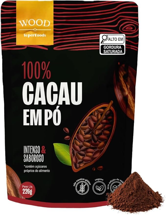 Cacau Em Pó Alcalino Natural 100% Cacau 226g – Wood Superfoods