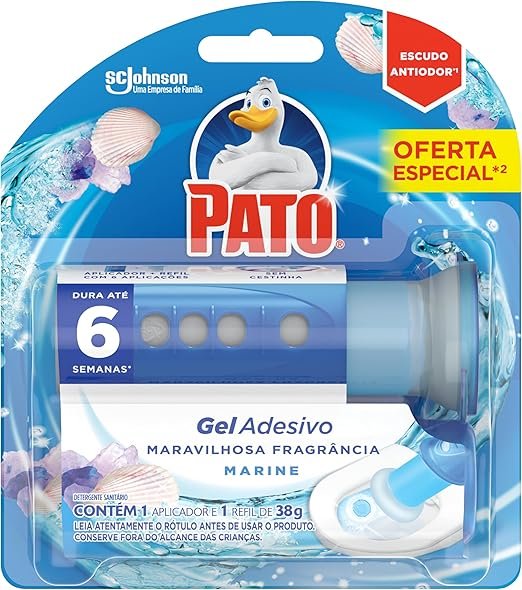 Pato Desodorizador Gel Adesivo Marine, Limpeza Banheiro, Vaso Sanitário Limpo e Perfumado, Com Aplicador, 6 Discos