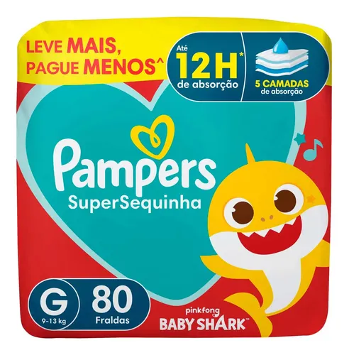 Fralda descartável Pampers Supersequinha, Tamanho G 80 Unidades