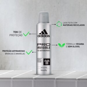 Adidas Pro Invisible – Desodorante Masculino, 150Ml, 1 Unidade