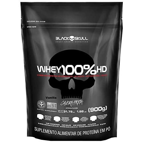 Whey 100% HD Baunilha 900g Black Skull – Alto Teor de Proteína