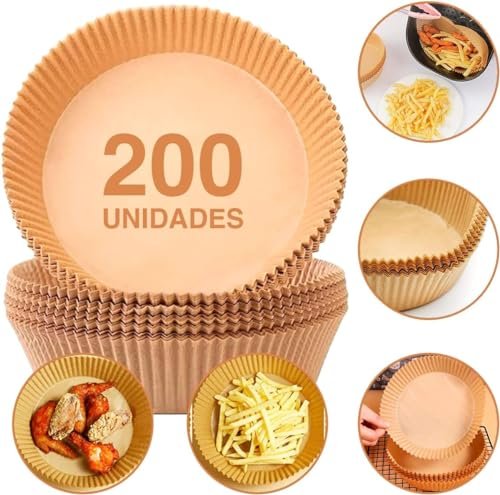 Kit 200 Formas de Papel Pardo para Air Fryer 001